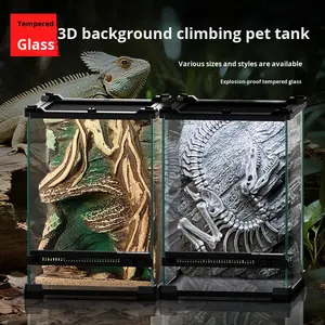 <span class=keywords><strong>Terrarium</strong></span> en verre <span class=keywords><strong>pour</strong></span> reptiles, fond en 3D, design spécial, aspect réaliste et naturel, durabilité longue durée, plusieurs tailles - Product Image 2