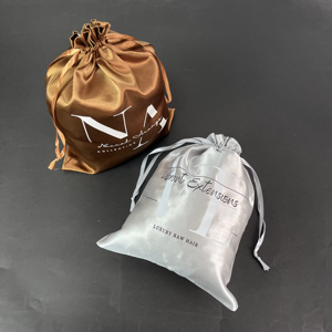Customized Silk Satin Hair Extension <b>Pouch</b> Bags/<b>drawstring</b> Satin Hair Bags for Packaging/satin Hair Gift Silk Bags - Product Image 1