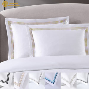 Prêt à expédier 100% coton taie d'oreiller broderie luxe hôtel lin king size taie d'oreiller housse <span class=keywords><strong>de</strong></span> coussin - Product Image 1