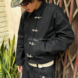 OEM High Quality Factory Custom 100% Cotton Heavyweight 14 Oz Jeans <b>Denim</b> Jackets for Men <b>Coat</b> <b>Denim</b> Fireman Clasp Jackets - Product Image 2
