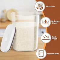 Conteneur hermétique pour riz 25 lb, bac de stockage alimentaire en plastique transparent pour farine, sucre, aliments secs avec couvercle à fermeture facile