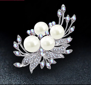 Go Party exquisita perla flor broches alfileres Rhinestone seguridad bufanda <span class=keywords><strong>Pin</strong></span> boda joyería broche para mujer ramillete insignias - Product Image 3