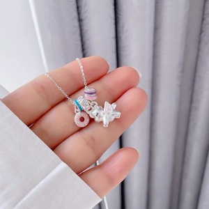 S925 Sterling <b>Silver</b> Unicorn Pendant Necklace With Enamel <b>Charms</b> For Women Gift Chain 405cm Cartoon Animal Zodiac Style - Product Image 3