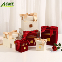 Boîte cadeau en velours de haute qualité personnalisée avec nœud, boîte cadeau d'anniversaire pour cosmétiques, bonbons de mariage