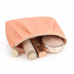 Pleated Satin Dome Cosmetic Bag with Gold-Tone Zipper for Bridesmaid Gifts and Travel Beauty Storage - Product Image 6