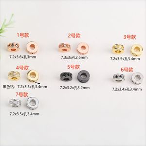 <b>Copper</b> Beads Spacer Round Micro Inlaid Colored Diamonds For <b>Bracelet</b> Making Jewelry Findings 18k Gold Plated - Product Image 2