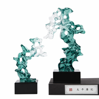 Sculpture artisanale personnalisée en résine, style Roches Savantes, en cristal transparent turquoise Gongshi, Art abstrait, sur socle en marbre, Décoration Zen pour la maison, Cadeau