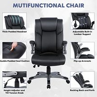 Chaise de bureau administrative à dossier haut, ergonomique, chaise de bureau en cuir pour ordinateur à domicile avec coussin moelleux et accoudoirs inclinables réglables