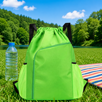 Grand sac de sport unisexe avec fermeture à cordon en polyester, compartiment zippé, 12 litres, sac à dos robuste en Oxford imperméable avec cordon de serrage