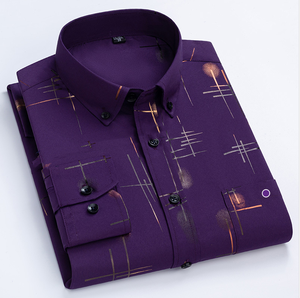 Camisa de Manga Larga para Hombre con Estampado Personalizado en Caliente, Resistente a las Arrugas, Elástica, de Negocios, a Cuadros Grandes - Product Image 6