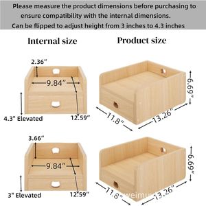 Support en bois pour gamelles d'animaux, carré, surélevé, pour chat et chien, couleur bois naturel - Product Image 2