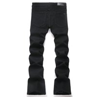 Jean long décontracté pour homme, coupe slim, vintage, noir délavé, évasé, avec patch brodé motif esquisse blanche sur toute la surface, effet usé