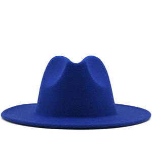 Chapeau Fedora SOLPOP pour femmes et hommes, à large bord, en <span class=keywords><strong>feutre</strong></span> polyester, style jazz, pour soirées, patchwork, casquette élégante, style britannique et western - Product Image 4