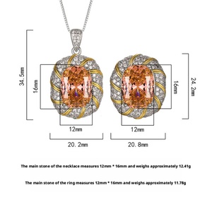 Wholesale Eco-friendly Brass Gold Plated 12*16MM Cubic Zirconia Wedding Necklace Sets <b>for</b> Women Jewelry <b>for</b> Women - Product Image 2