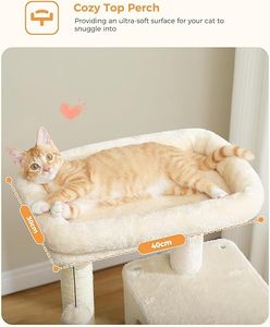 Arbre à chat d'usine avec tour en métal et hamac en peluche, maisonnette à 2 portes, 6 étagères et griffoirs - Product Image 3