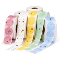 Label Termal Bulat 2 Inci Warna-warni untuk Kemasan Kado, Stiker Termal Lingkaran untuk Pembuatan Label Nama DIY