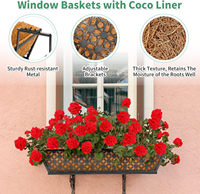 Jardinières de fenêtre en fer de 24 pouces, jardinières de balustrade avec doublure en coco, supports réglables pour terrasse, porche, clôture, balcon, jardin domestique