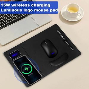 Grand tapis de souris avec chargeur sans fil rapide 15W, logo LED, pour téléphone Android avec logo imprimé UV - Product Image 3
