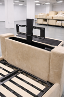 Ensemble de meubles de chambre à coucher moderne en tissu, lit intelligent rembourré avec cadre TV intégré, tailles King et Queen, lit moelleux avec rangement, vente en gros