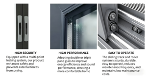 Ventana Corredera Horizontal de Aluminio sin Rotura Térmica para Dormitorio y Cocina de Villa Moderna, Doble <span class=keywords><strong>Vidrio</strong></span> Templado Antiruido - Product Image 3