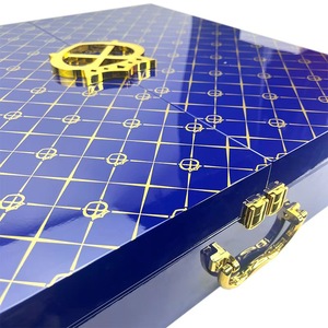 Custodia personalizzabile in legno MDF di alta qualità per Chips da Poker, piastrelle Mahjong-blu (opzione Logo adesivo) - Product Image 3