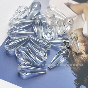 Perle en acrylique en forme de goutte d'eau 12x24mm à facettes multiples avec trou droit pour la fabrication de bijoux - Product Image 3