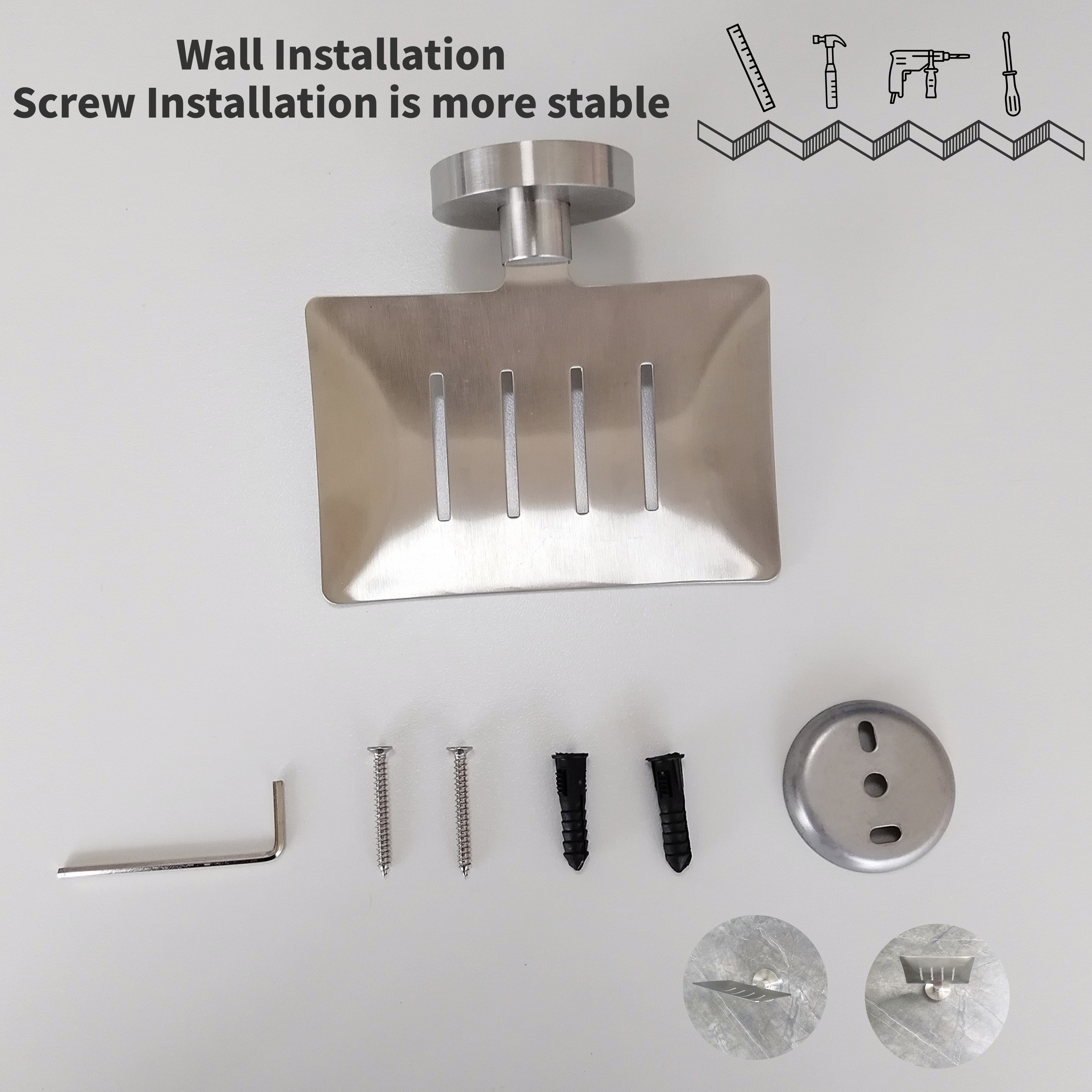 Stainless Steel Soap Dish Holders Square Wall Mount Satin Finish