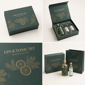 Boîte cadeau en carton rigide avec fermeture magnétique personnalisée en relief pour bouteilles de <span class=keywords><strong>gin</strong></span> <span class=keywords><strong>tonic</strong></span>, emballage de luxe recyclable, quadrichromie - Product Image 2