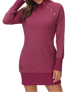 Sweat-shirts longs surdimensionnés pour femmes, 100% coton respirant, doublés, col montant, fermeture éclair, pour l'hiver et l'automne, OEM - Product Image 1