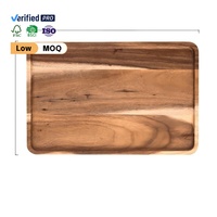 Plateau de service unique en bois d'acacia massif de haute qualité pour café, nourriture, pain et petit-déjeuner, idéal pour le rangement et la présentation.