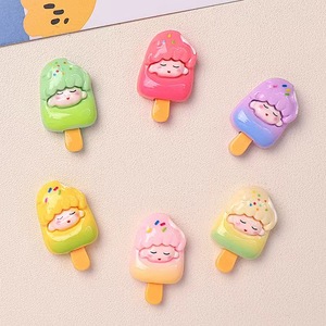 Accessoires en résine rouge vif motif crème glacée de dessin animé pour bijoux DIY, pinces à cheveux, coques de téléphone, gobelets et accessoires de tête - Vente en gros - Product Image 1