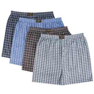 UOKIN Brand Quick Dry Men Boxer Brief Shorts Polyester Plus Size Plaid Woven Boxer Shorts A5417