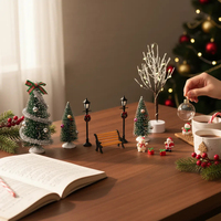 Weihnachtsdorf-Set für Festtagsdekoration, Weihnachtsdorf-Zubehör, LED-beleuchteter Mini-Weihnachtsbaum, handgefertigt, Sammlerstück