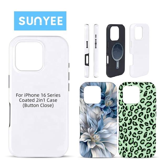 Sunyee Wholesale Sublimation Phone Case Blank 2 in 1 Coated Magnetic for Iphone 16 Custom Print 3D Sublimation Cell Phone Case