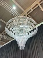 Lustre moderne en cristal GreenLife HS-H05, disque LED tricolore, alimentation CA, indice de protection IP68, idéal pour hôtels de luxe, chambres et mariages