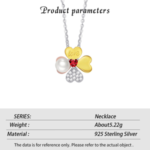 S925 argent sterling naturel perle d'eau douce trèfle à quatre feuilles collier femme incrusté de zirconium bijoux de mode accessoires de bricolage - Product Image 3