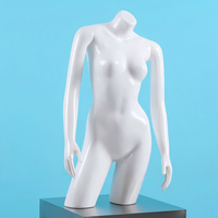 Maniquí de Exhibición para Tienda de Ropa Interior, Blanco Brillante, Femenino, Medio Cuerpo, para Sujetador, Bragas y Traje de Baño