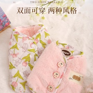 Cute Floral Reversible Pink Printed Vest <b>For</b> Cats Warm Pet <b>Clothing</b> Winter Clothes <b>For</b> Ragdoll <b>Kitten</b> Anti Shedding Cat Wear - Product Image 4