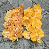 Vente en gros d'usine d'orchidées roses à grandes pétales, orchidées artificielles au toucher réel pour les arrangements de mariage et la décoration
