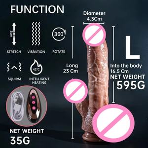 Pénis en silicone liquide haute simulation, électrique, télescopique, vibrant, chauffant, avec goût, rechargeable par USB, 475g, pour le flirt sexuel - Product Image 6