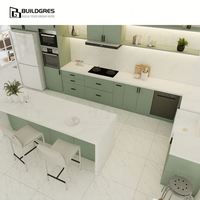 Buildgres Cabinet Évier Petit Stand Smart Shaker Italien Construit en Vert Ensemble de Maison Suspendus avec Unité d'Angle Incurvé Armoires de Cuisine