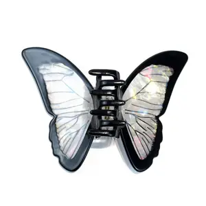 YIYI style japonais et coréen 11cm noir et blanc acétate papillon clip tempérament personnalisé pince à cheveux personnalisation