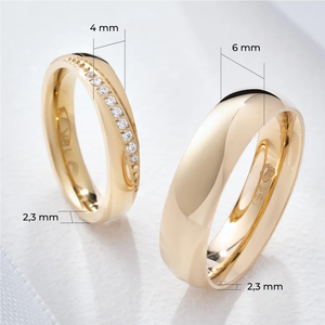 แหวนคู่สแตนเลสสตีล 316 ชุบทอง 18K PVD พร้อมโลโก้สั่งทำ ของขวัญวาเลนไทน์ แหวนหมั้น แหวนแต่งงาน แหวนนิรันดร์ - Product Image 6