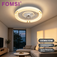 Ventilateur de plafond LED FOMSI 3-66W à profil bas avec 7 pales, lampe dimmable 3CCT, contrôle intelligent par télécommande/application pour chambre et salon