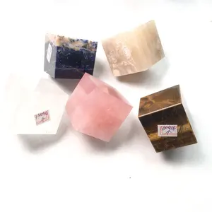 Wholesale Natural Rose Quartz Crystal Hand Carving Crystal Rubik's Cube Square