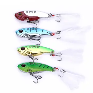 5PCS Blade Baits, 12g Metal VIB Blade Fishing Lures Swimbait with Feather  for Walleye Bass Trout Crappie