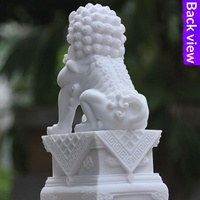 Statues de lions sculptées dans la pierre, paire, style européen/chinois, en marbre blanc Han, décoratives Feng Shui pour la maison et la mausolée