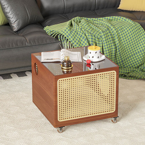 Mesa de Centro Móvil para Gatos, Muebles Aptos para Mascotas, Cama para Gatos, Cama para Perros, Madera Maciza, Ratán, Dormitorio, Mesa Auxiliar de Pie, Gabinete - Product Image 4