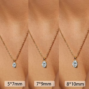 Collar RINNTIN LBN06 con Diamante Cultivado en Laboratorio con Corte Ovalado y Certificado IGI, Cadena de Oro Sólido de 18K, Joyería Fina Premium, Elegante - Product Image 6