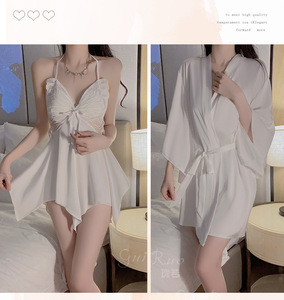 <span class=keywords><strong>Lingerie</strong></span> en soie glacée pour femmes confortables robe de <span class=keywords><strong>mariée</strong></span> pyjamas <span class=keywords><strong>dos</strong></span> <span class=keywords><strong>nu</strong></span> avec décoration en dentelle tissée demi glisse contrôle de la lumière - Product Image 6